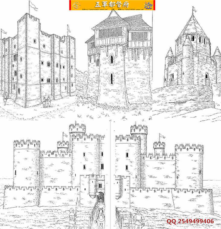 （满20赠）中世纪城堡白描图30幅